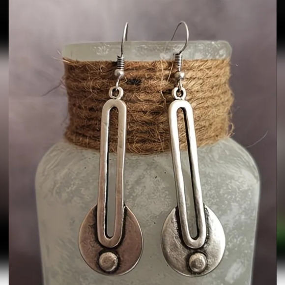 Hand Crafted Jewelry - Hand Crafted Silver Oval Drop Riveted Earrings